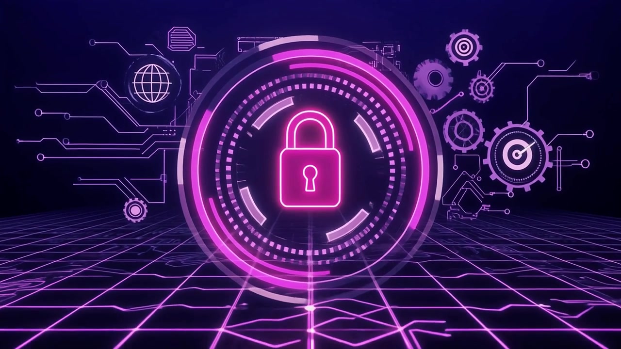 Glowing Padlock Icon Representing Digital Data Security