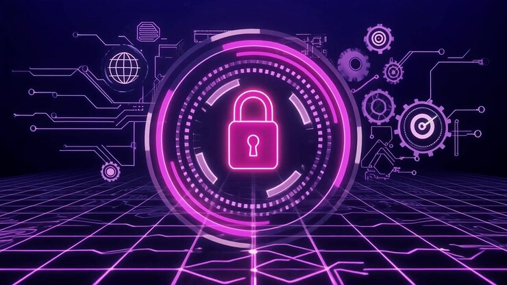 Glowing Padlock Icon Representing Digital Data Security