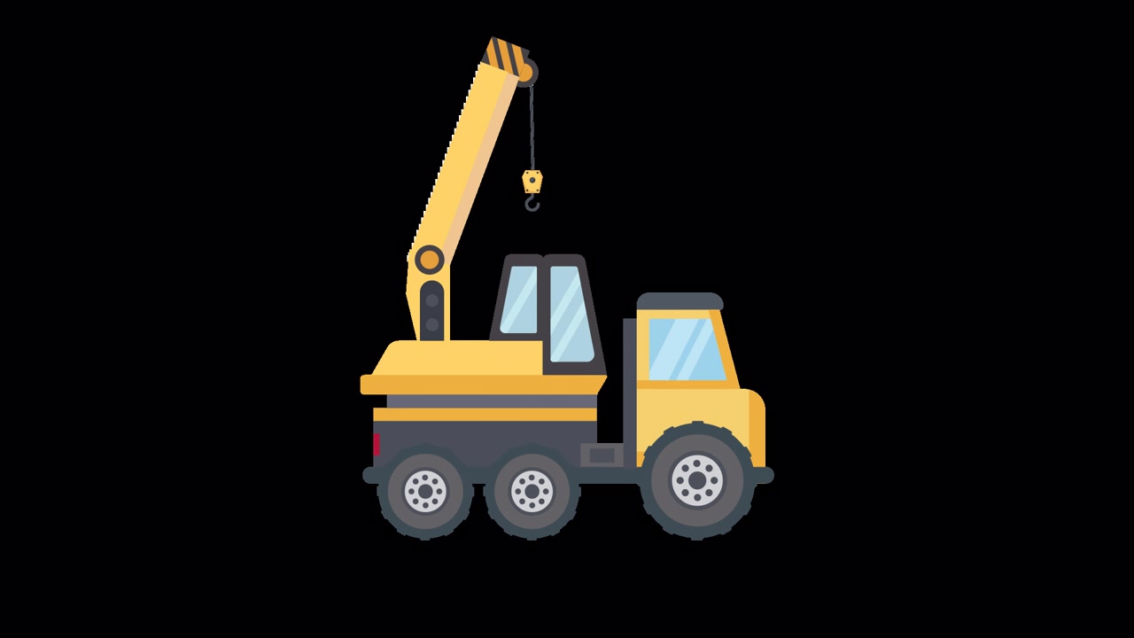 Flat Design Animation of a Crane Truck Assembling