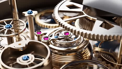 close-up of intricate watch gears and jewels