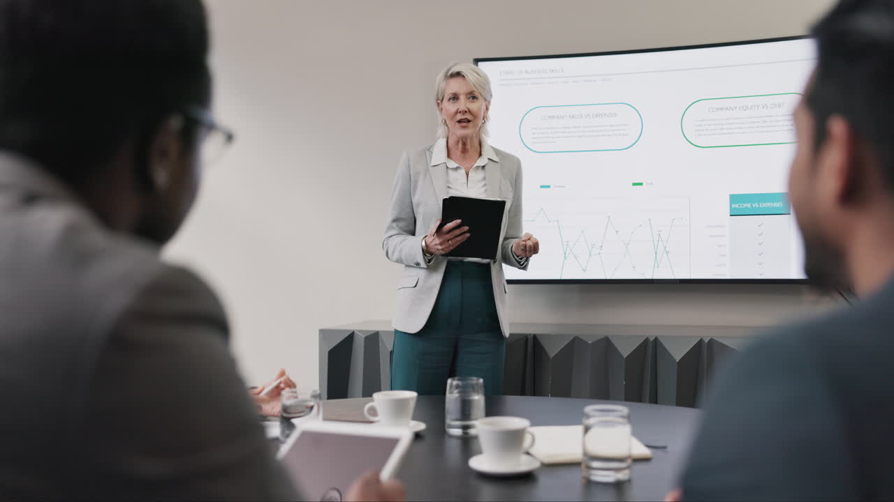 presentación de una mujer, reunión de negocios