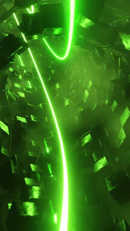 flight in abstract green sci-fi tunnel. vertical looped video