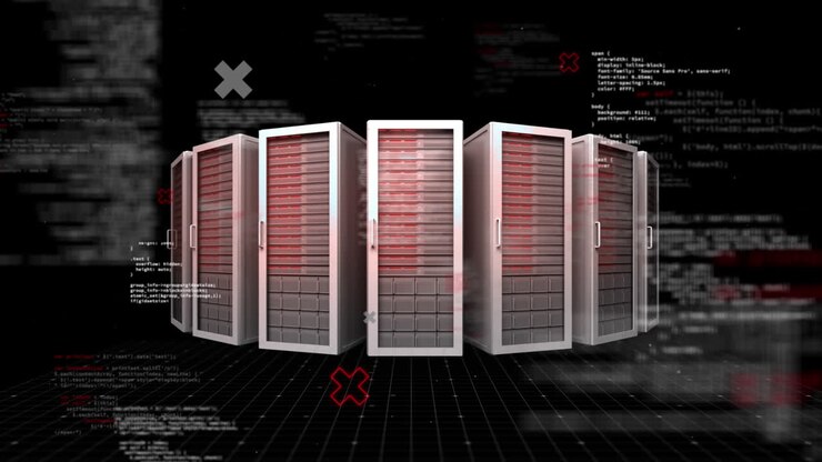 Animation of data processing over server room