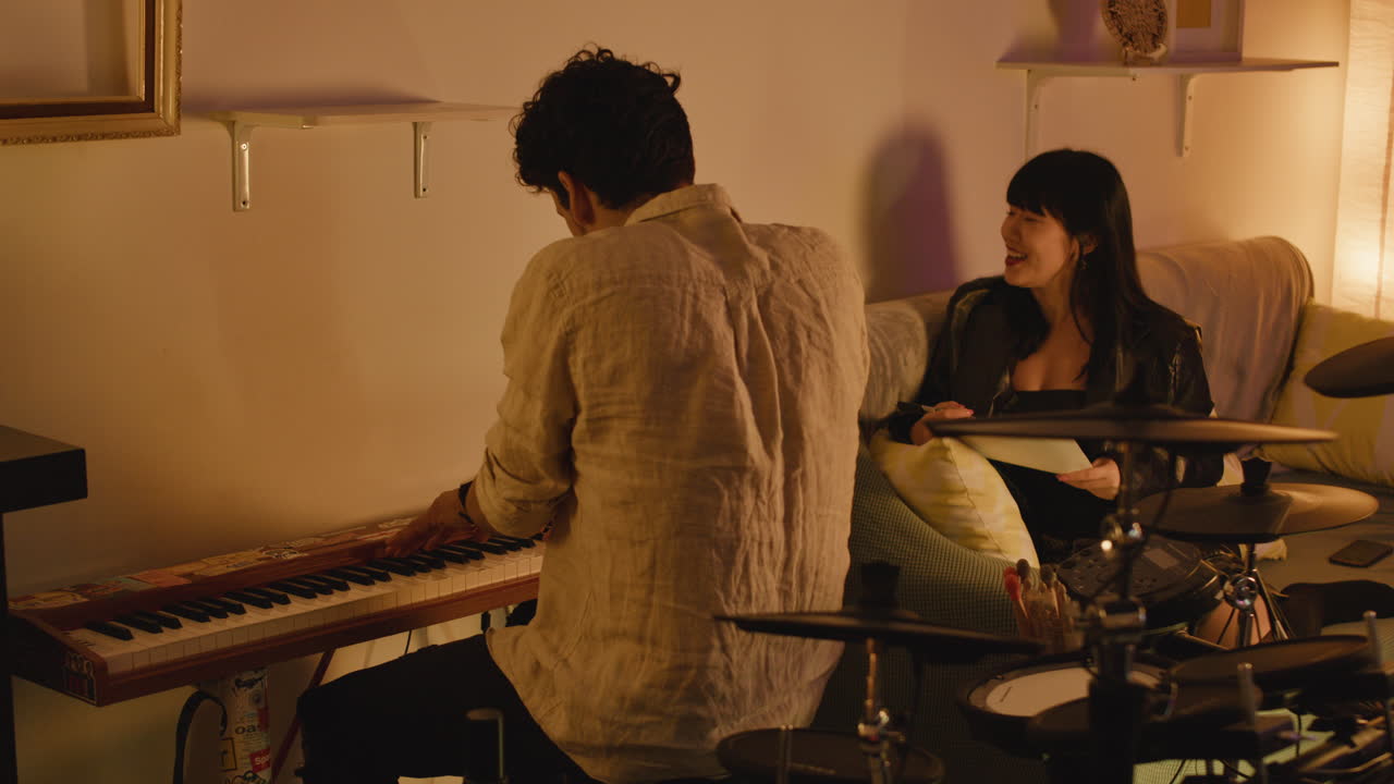 Musicians in a music studio