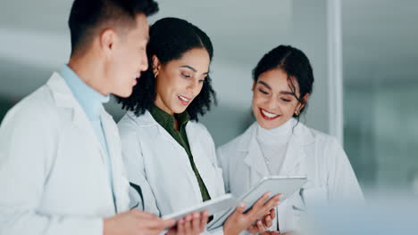 scientist, teamwork and tablet for laboratory