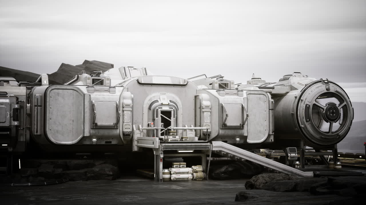 미래의 연구 기지에서 큰 금속 구조