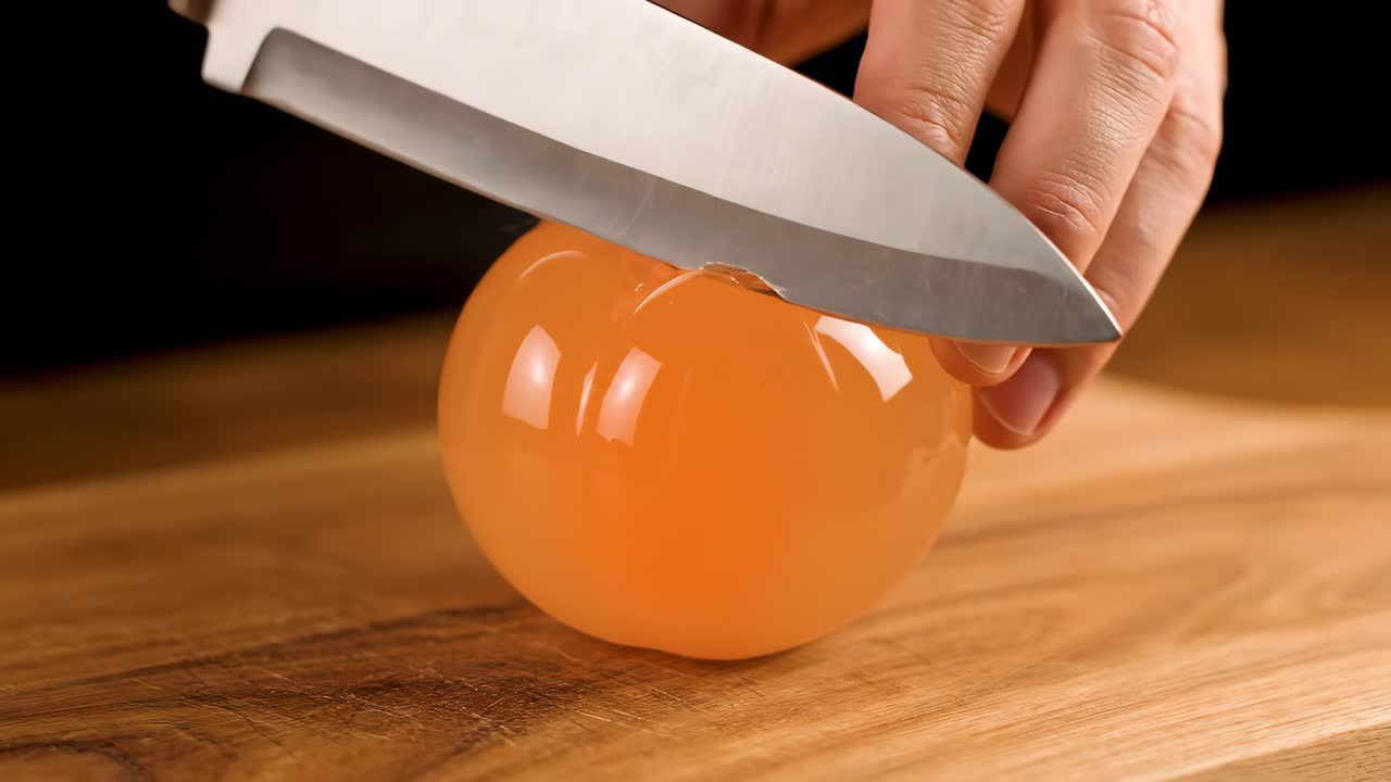 Cutting gelatin fruit