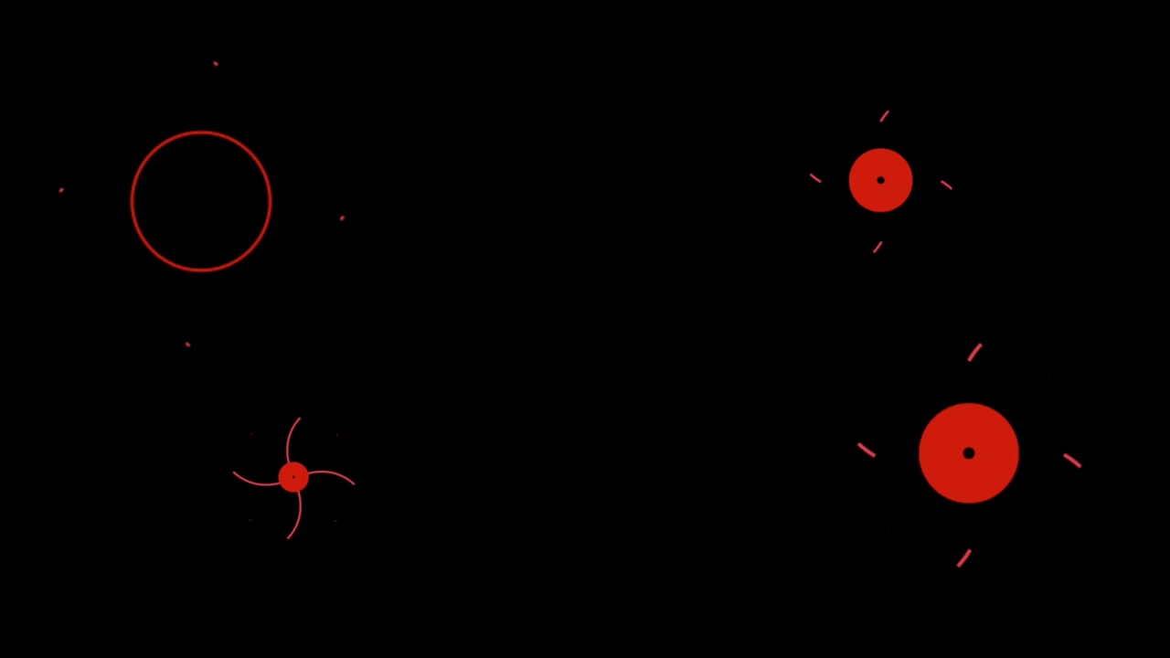 Animazione di forma geometrica rossa fluttuante isolata su sfondo nero