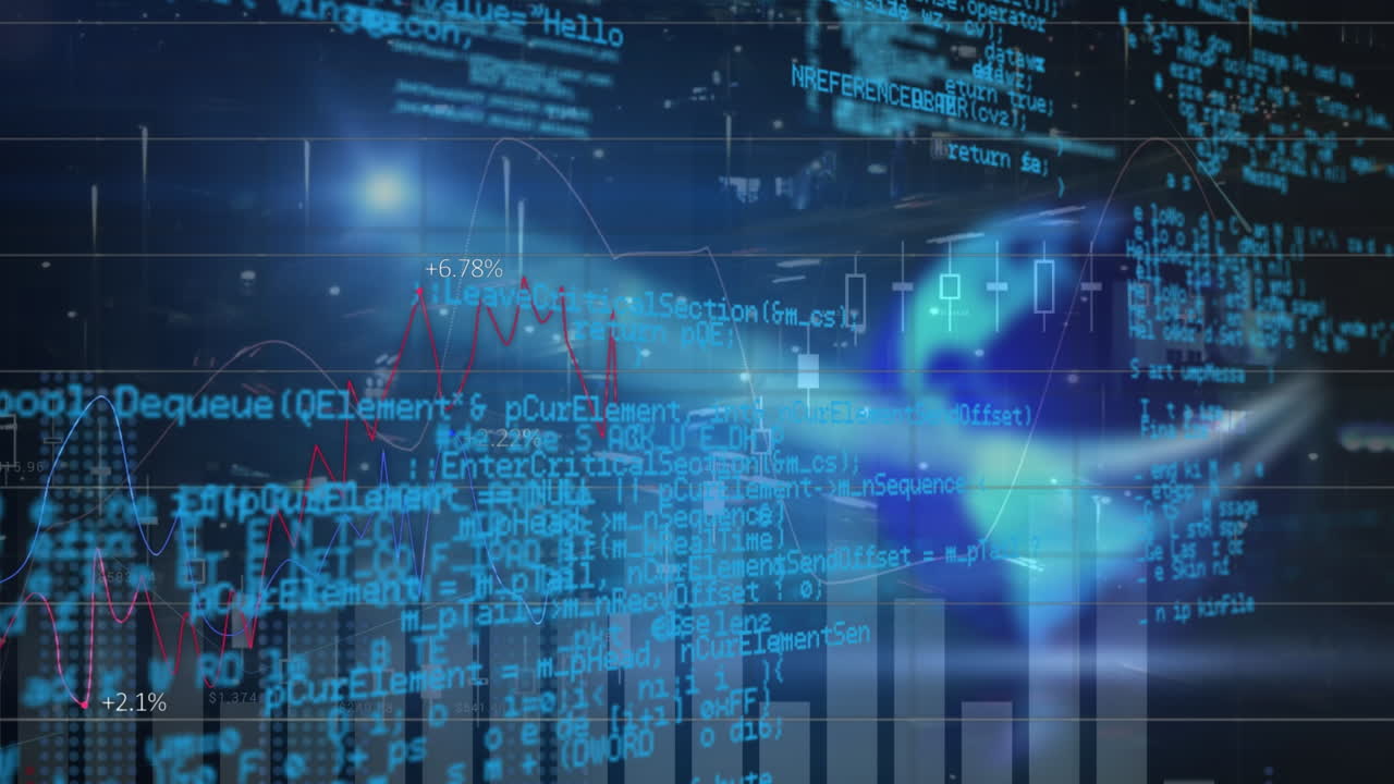 animación del procesamiento de datos sobre un fondo negro