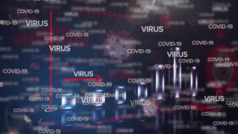 animation of covid 19 text with statistics recording