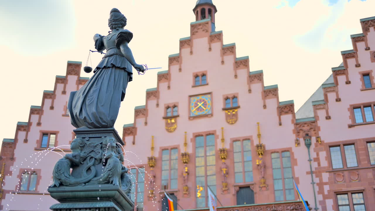 Front view of the Romer medieval building in the Altstadt of Frankfurt am Main, Germany