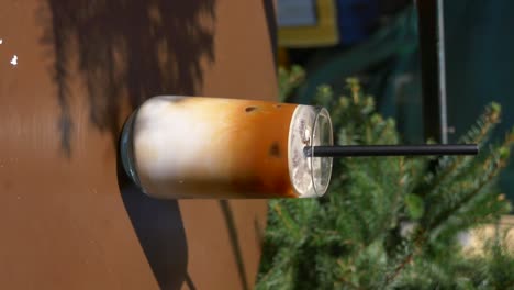 iced coffee or latte on a table