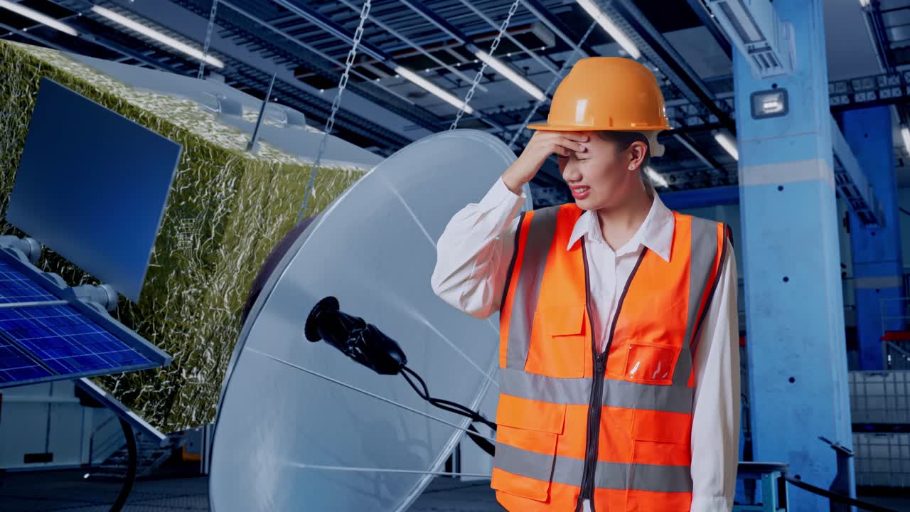 위성 시설에서 스트레스를 받은 엔지니어