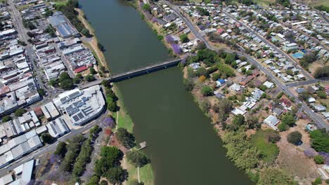 kempsey bridge from above - historical landmark spanning macleay river in kempsey, nsw, australia