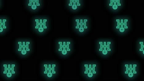 Japan-symbols-pattern-with-pulsing-neon-green-light-6