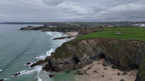 rocky coastline newquay cornwall uk drone,aerial