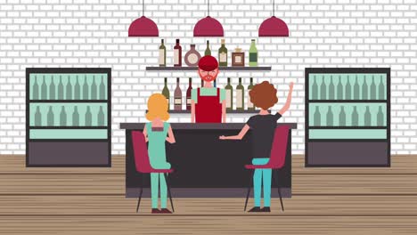 la gente de la tienda del bar