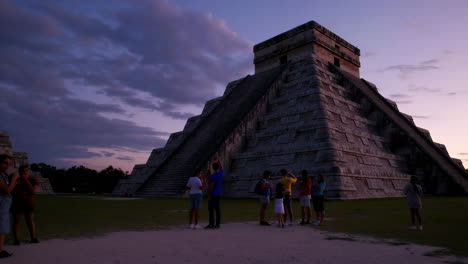 chichen itza pyramid at sunrise/sunset