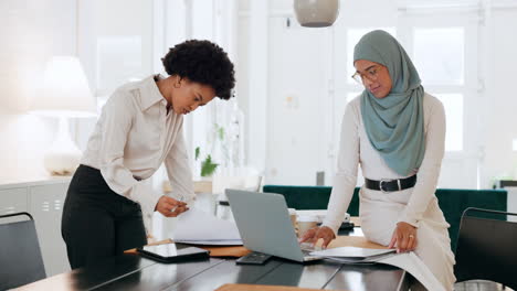 business women, planning and laptop