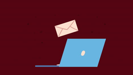 laptop with envelopes mail animation