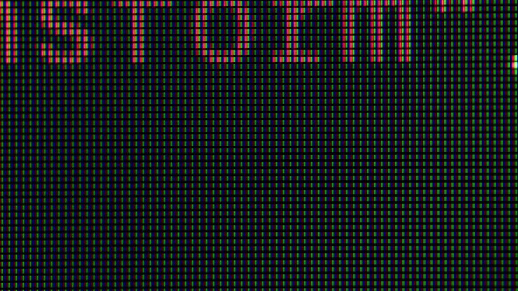 Close-up van een gepixeld computerscherm met cijfers