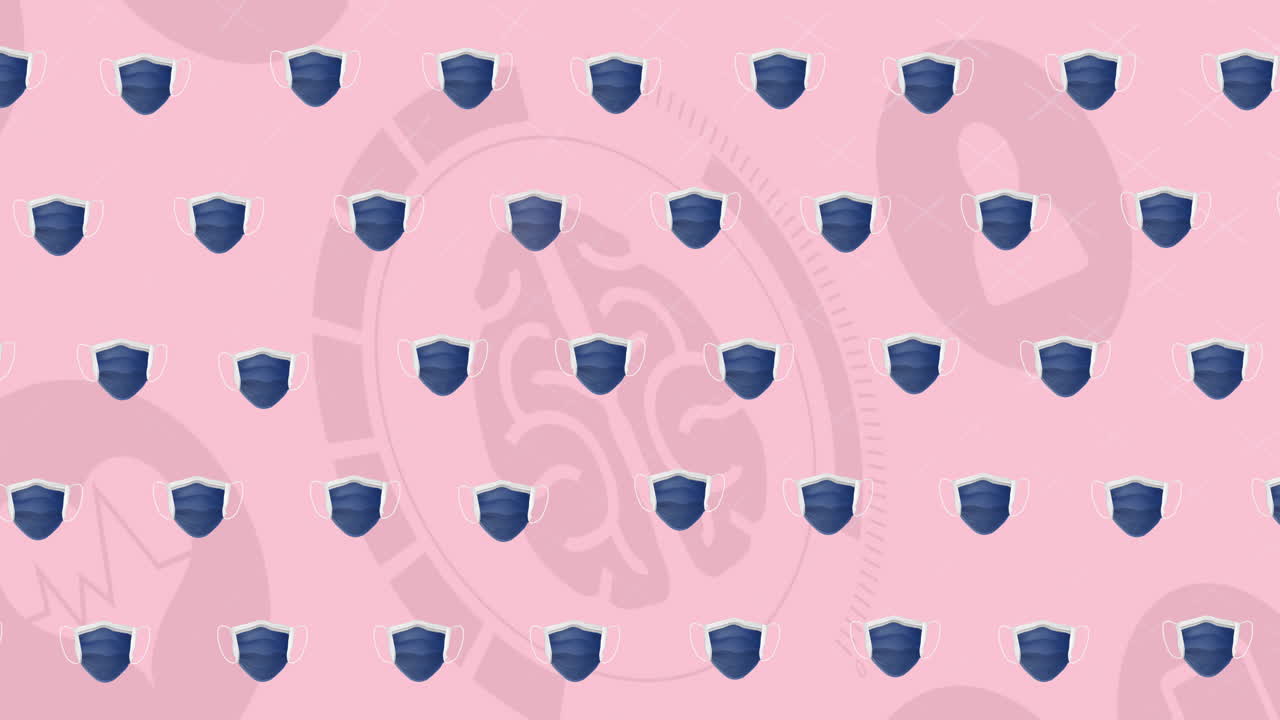 Animation of face masks over medical icons