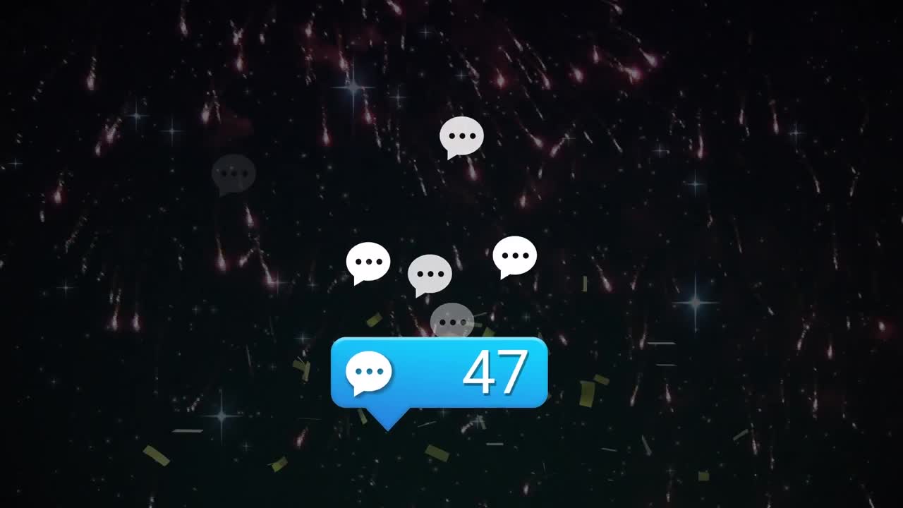 검은색 배경에 미디어 아이콘과 콘티의 애니메이션