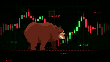 bear market cartoon concept animation. stock market background