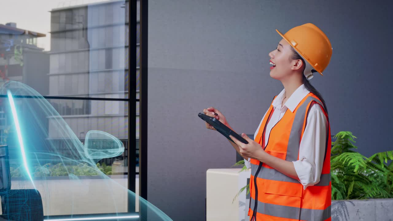 ingeniero que utiliza la tecnología de tableta y ar/vr para el diseño