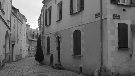 Historic-Center-Of-Angers-In-France---Preserved-Architectural-Marvel-With-Ancient-Medieval-Structures---Monochrome