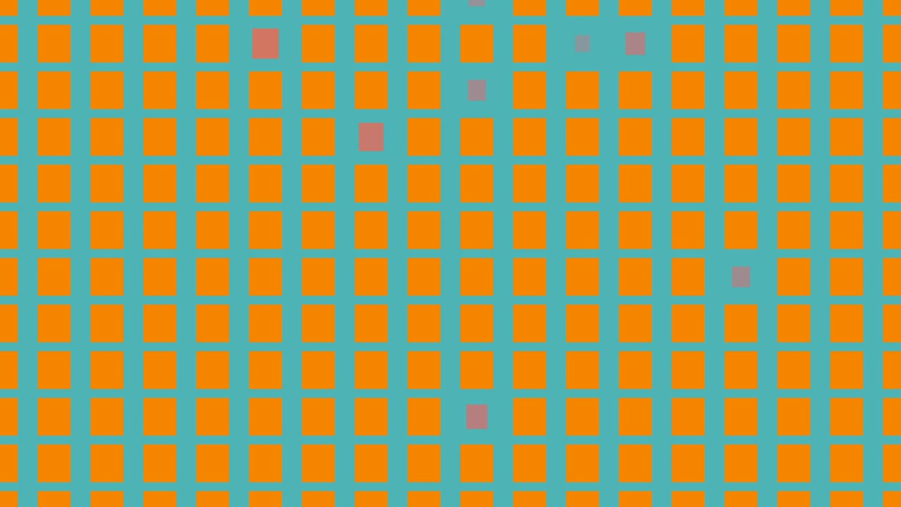 Coral colored squares blinking on blue background