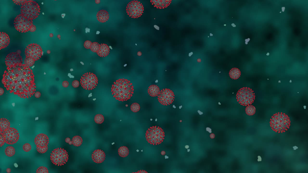 Coronavirus cells COVID-19 Infectious disease. Fast transmission of disease. High concentration of coronavirus. 3D rendering loop 4k