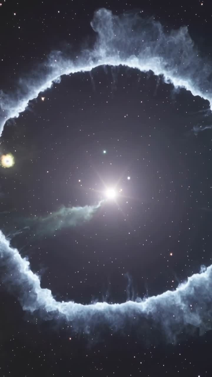 Vertical video: Pulsing star causing ring brightening and plume elongating in space, knot visible