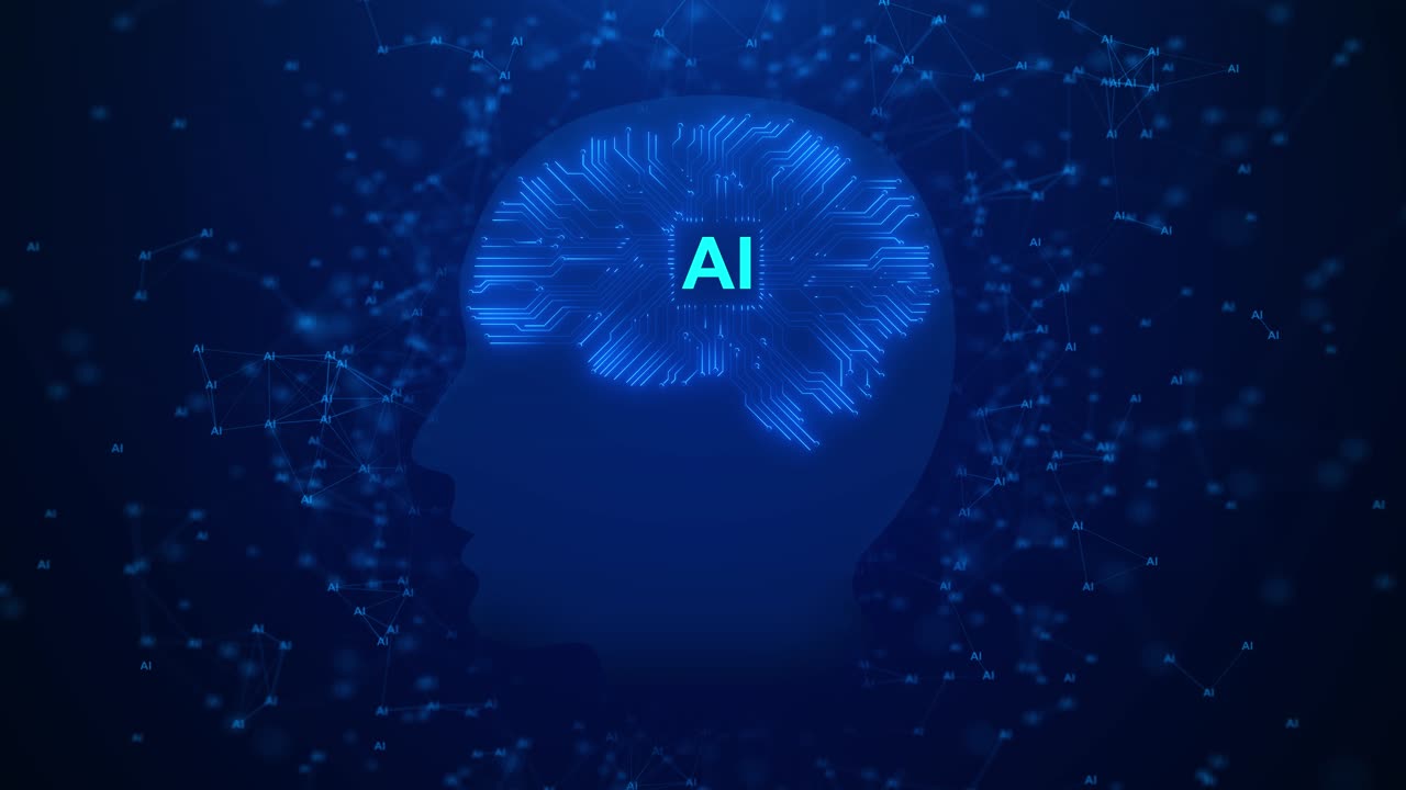 Dynamic brain circuit board data ai brain technology infographic background futuristic artificial