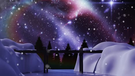 animation of snow falling over igloo in night winter landscape