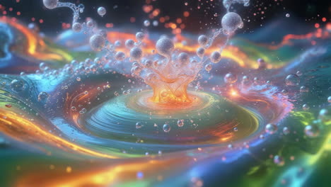 abstract energetic liquid vortex with bubbles