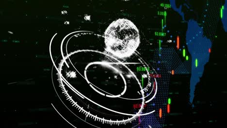 animation of globe over financial data processing
