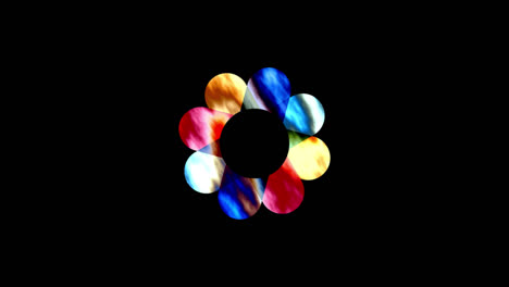 Rotating-psychedelic-colorful-flower-animated-floral-loopable-animation-for-circular-shaped-logo-ideas