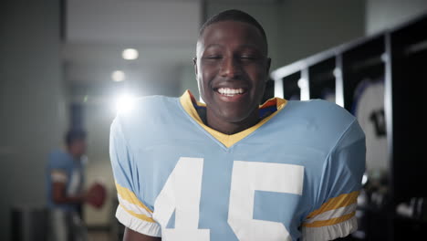 football player in locker room