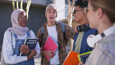 group of diverse students on campus