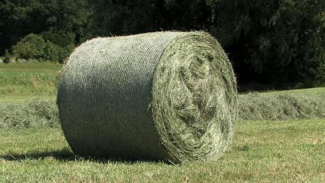 Round-hay-bale-near-Ingolstadt,-Bavaria,-Germany