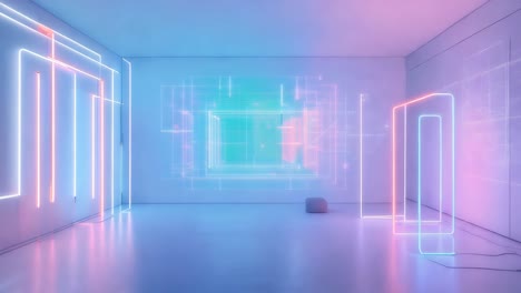 diseño interior futurista iluminado con neón