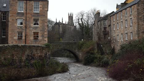 water of leith flowing through dean village in edinburgh