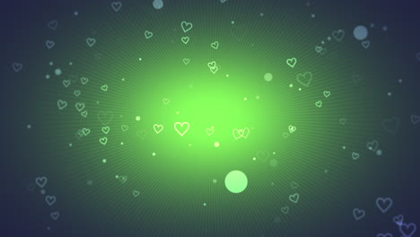 Flying-random-fashion-hearts-with-glitters-on-green-gradient