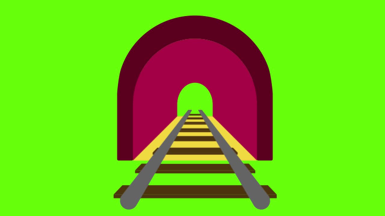 녹색 화면에서 철도의 2d 애니메이션