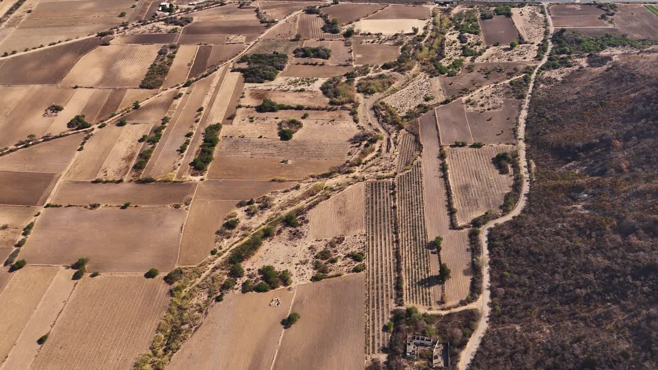 드론의 관점에서 오아카카 중부 계곡의 건조한 풍경