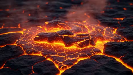 a breathtaking view of molten lava flowing over rocky terrain, showcasing the intense heat and vibrant colors of an active volcanic landscape captured in stunning detail