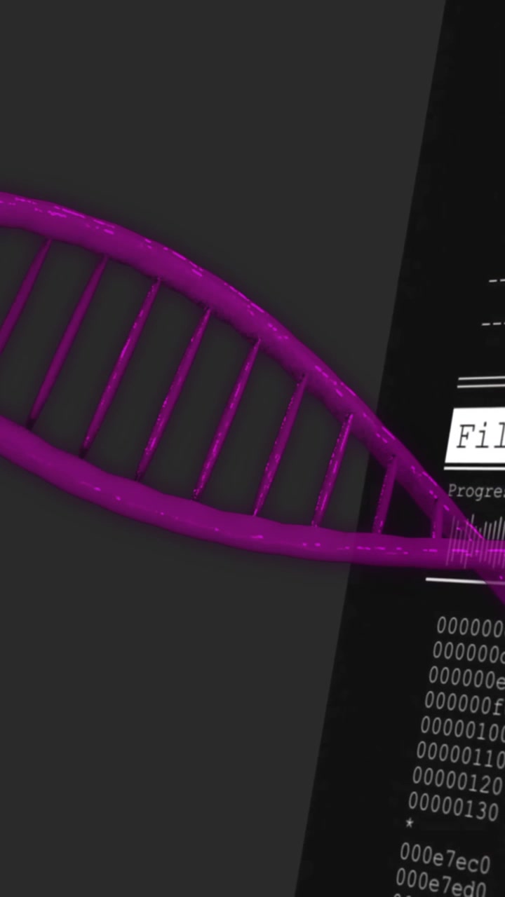 Animazione di filamento di DNA su elaborazione dati