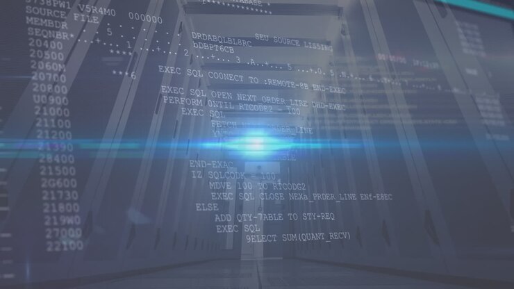 Animation of data processing over server room