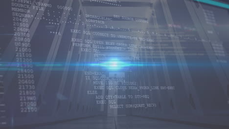 animación del procesamiento de datos en la sala de servidores